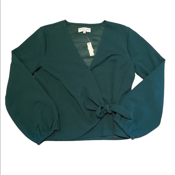 Madewell texture & thread crepe wrap top green small NWT - Picture 2 of 6